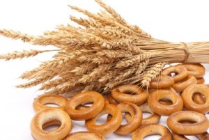 Bagels and wheat stalks.