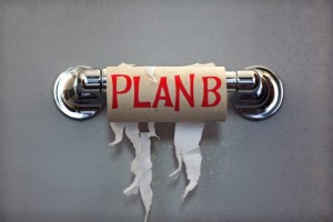 An empty toilet paper roll with Plan B written on it. Time to try a soy alternative.